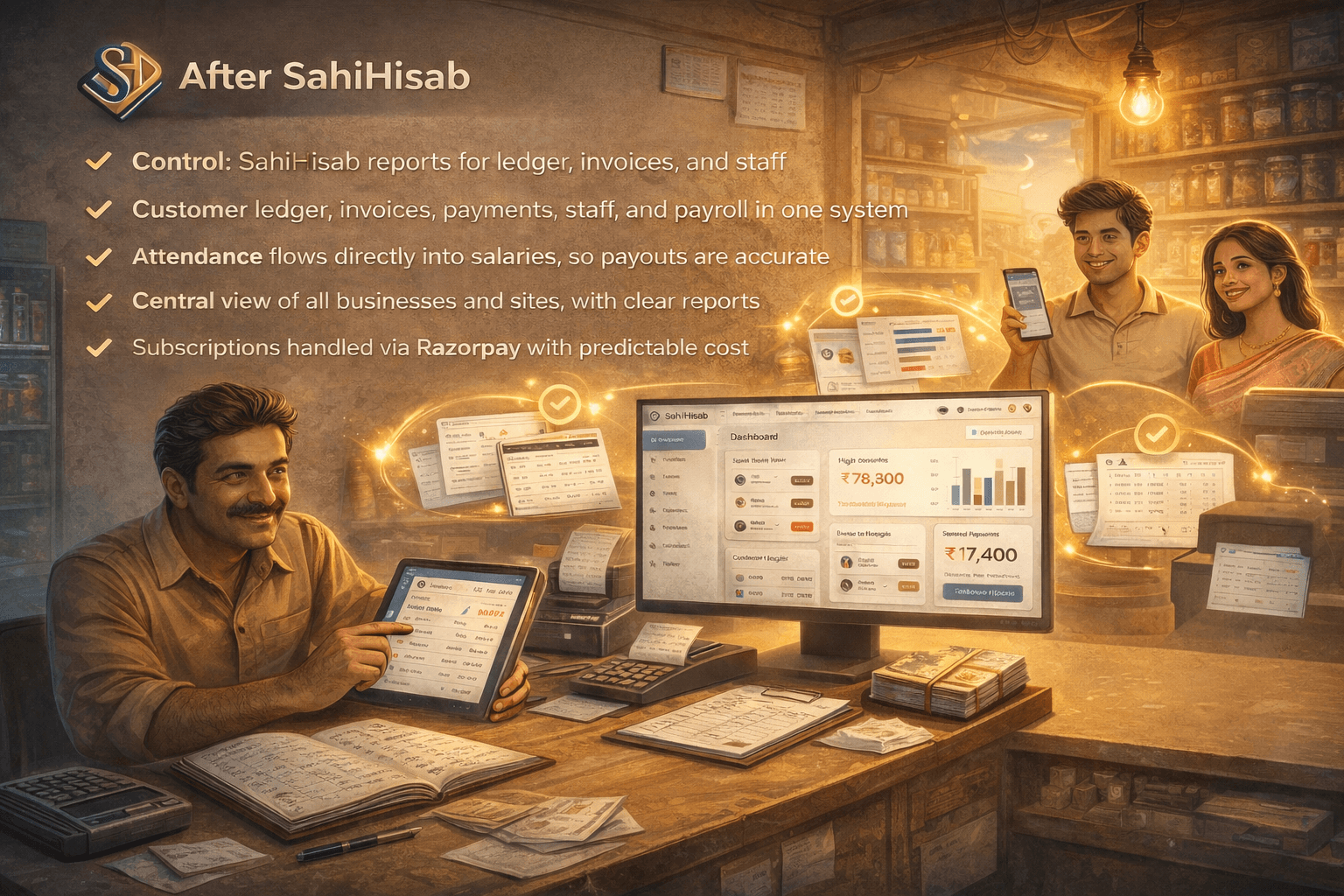 SahiHisab reports dashboard